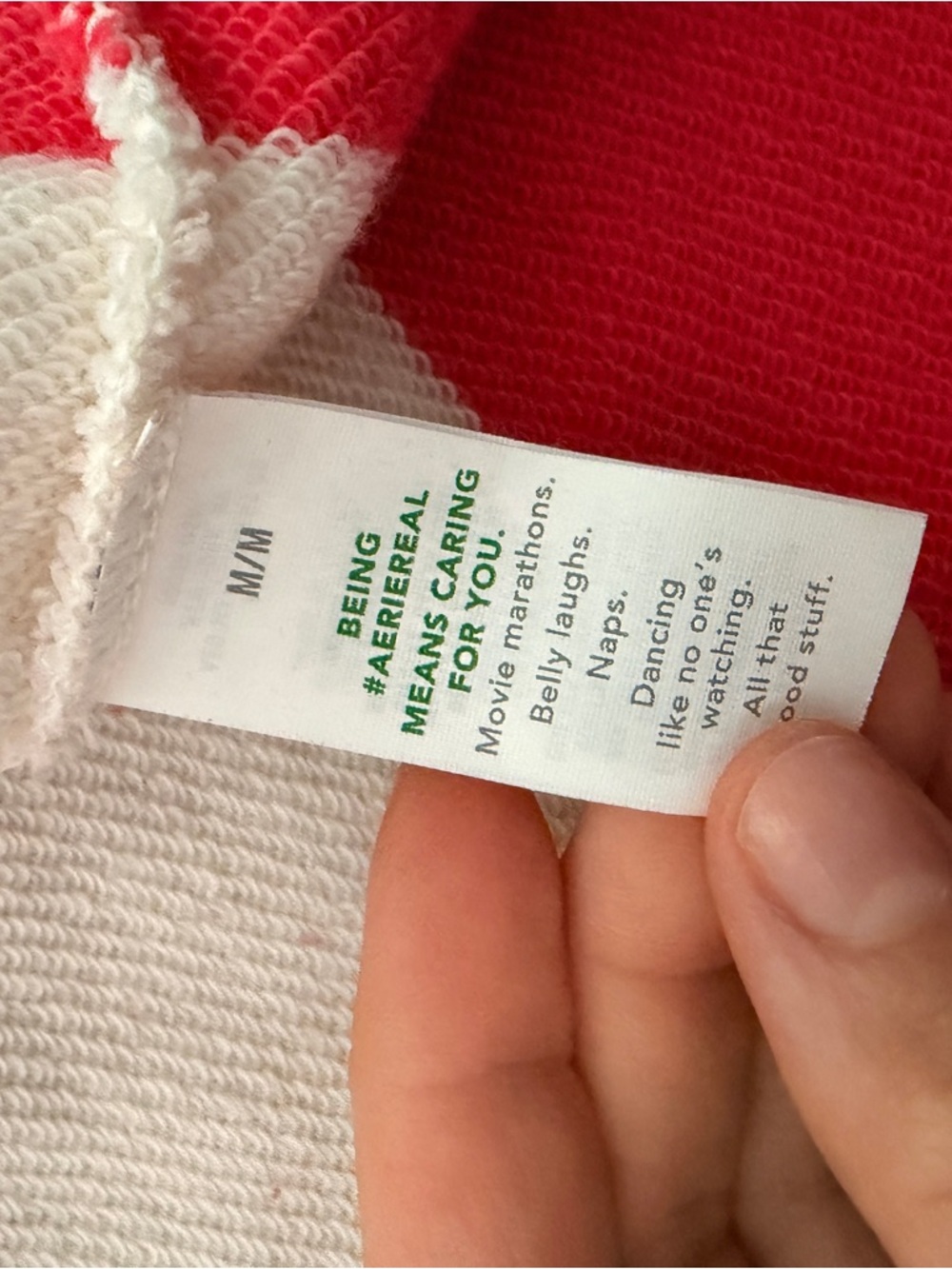 aerie Oversized Rugby Polo Top - Red & White Medium - Picture 8 of 11